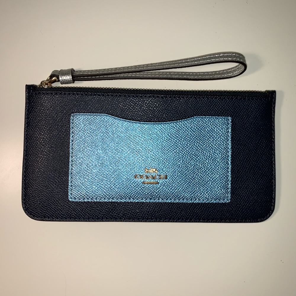 coach metallic zip top wallet